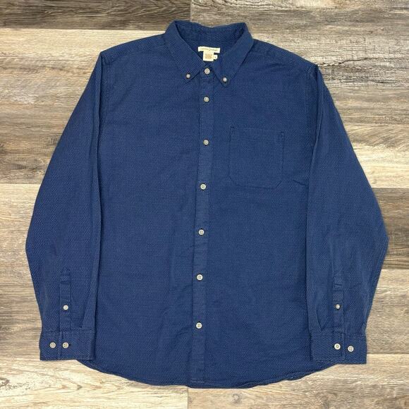 Carbon2Cobalt Blue White Micro Dot Mens L Preppy Long Sleeve Button Down Shirt - Picture 2 of 9